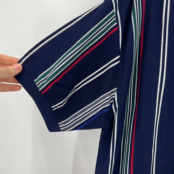 Izod Vintage Vertical Striped Short Sleeve Polo Shirt Men's Large 100% Cotton - Picture 8 of 8